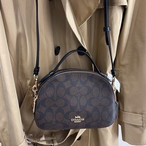 COACH 1591 SERENA SATCHEL IN SIGNATURE CANVAS BROWN BLACK